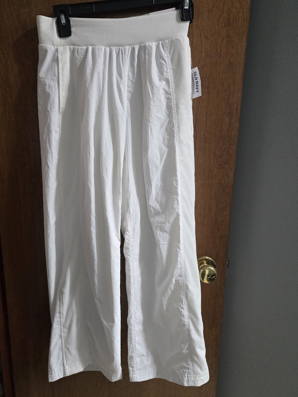Old Navy White High Waisted  Wide-Leg Crinkle Pull-On Pants for Kids